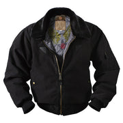 Chaqueta B-15A Bomber VAGE negra, réplica vintage con cuello desmontable de piel sintética