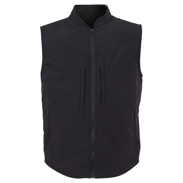 Chaleco softshell CONCEALED CARRY negro resistente al agua y al viento con bolsillos interiores y exteriores