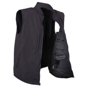 Chaleco softshell CONCEALED CARRY negro resistente al agua y al viento con bolsillos interiores y exteriores