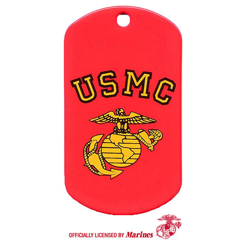 Placa identificativa USMC roja (dog tag) con estampado Marine Corps U.S.