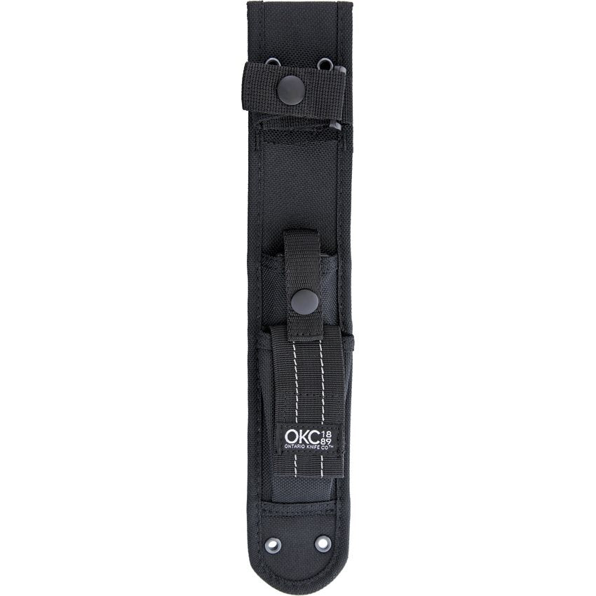 Cuchillo Bushcraft Field con funda de nylon y mango de madera, hoja de acero carbono 420