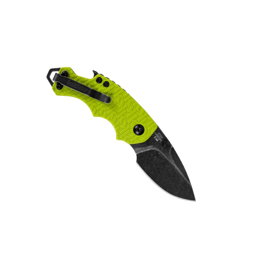 Navaja plegable SHUFFLE color verde lima con mango de alto contraste y hoja lisa