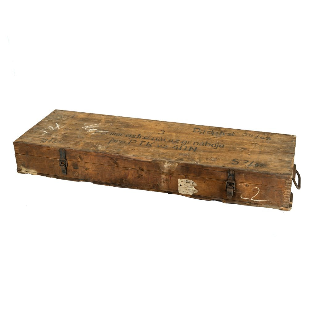 Caja de madera original de la II Guerra Mundial para munición del cañón antitanque alemán PAK 40 de 75 mm