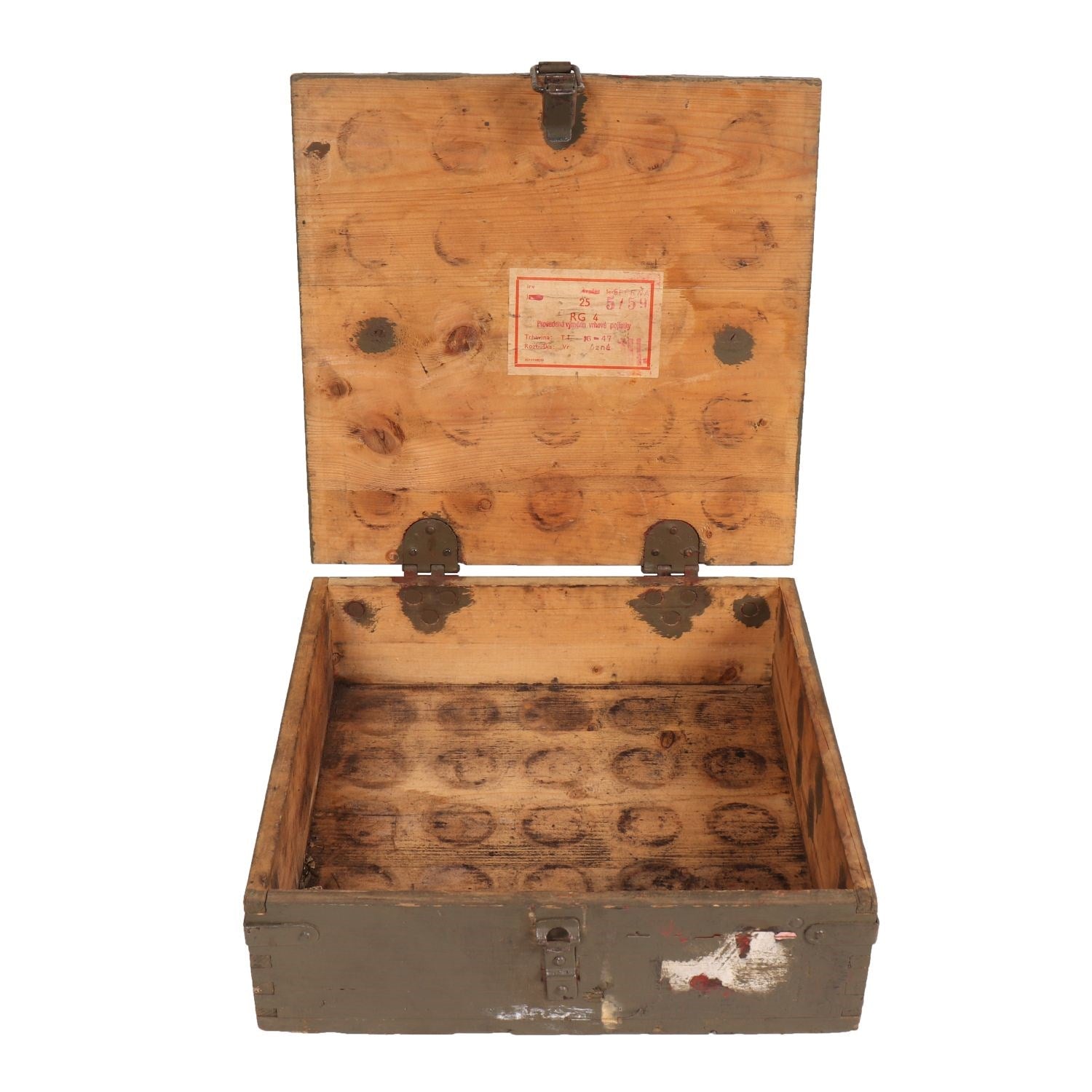 Caja de madera para munición RG-4 usada, 35 x 35 x 11,5 cm