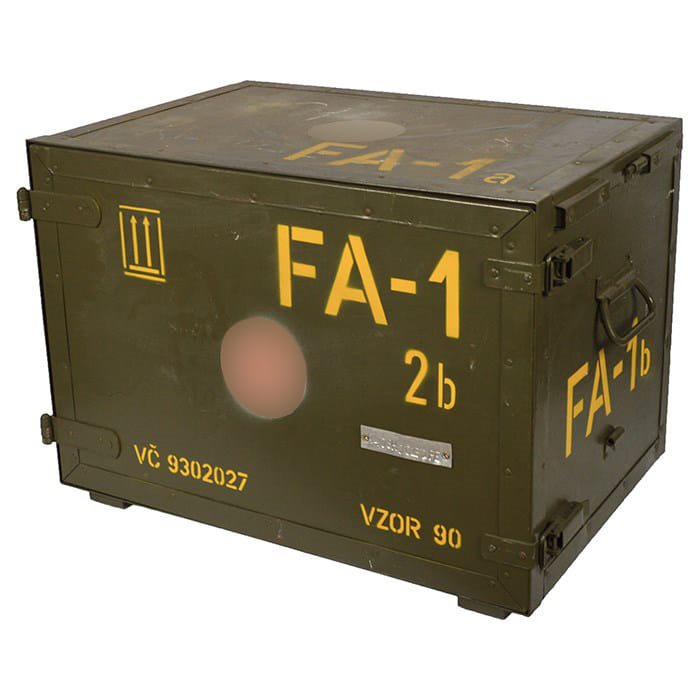 Caja de madera militar con dos cajones y mesa, AČR/ČSLA, 57,5 x 39,5 x 39,5 cm, 22 kg