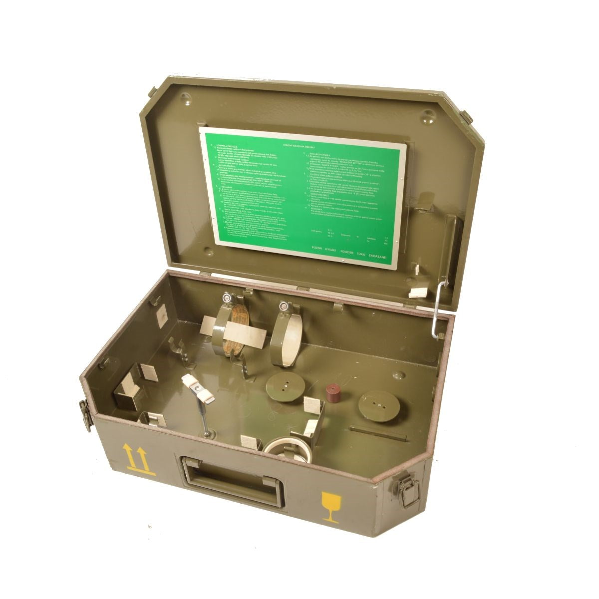 Caja metálica militar usada SPIRETA para material sanitario, 16 x 60 x 40 cm