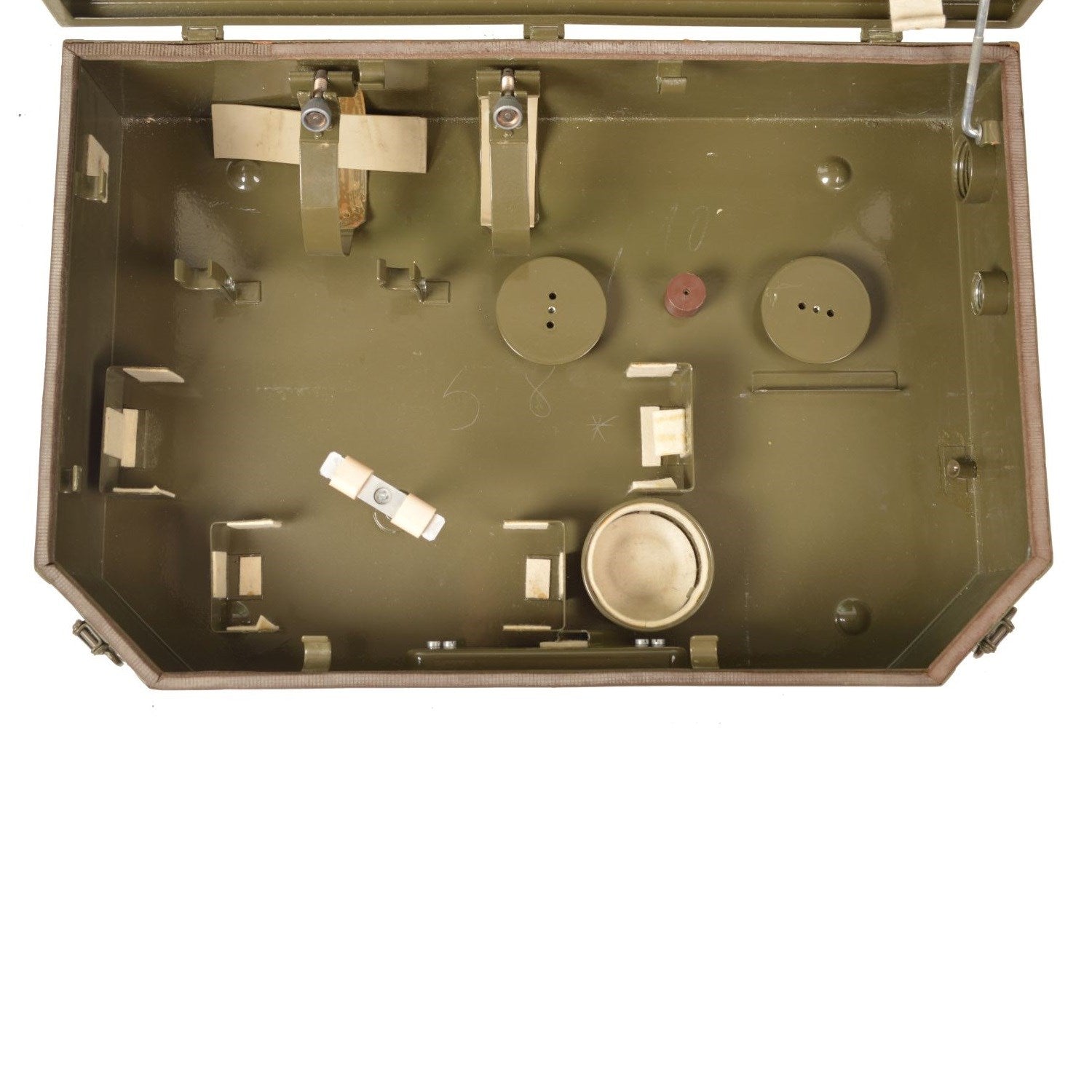 Caja metálica militar usada SPIRETA para material sanitario, 16 x 60 x 40 cm