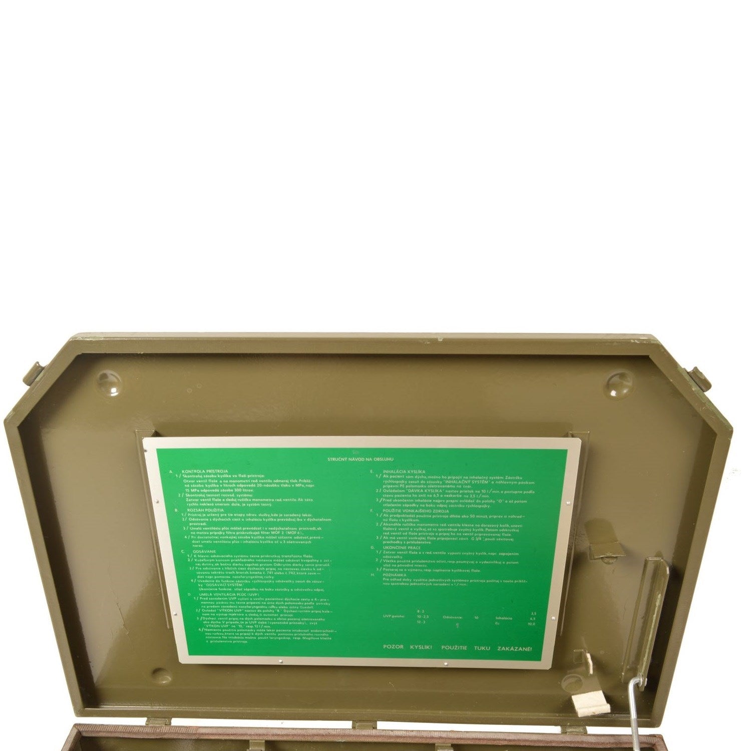 Caja metálica militar usada SPIRETA para material sanitario, 16 x 60 x 40 cm