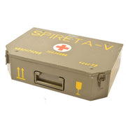 Caja metálica militar usada SPIRETA para material sanitario, 16 x 60 x 40 cm