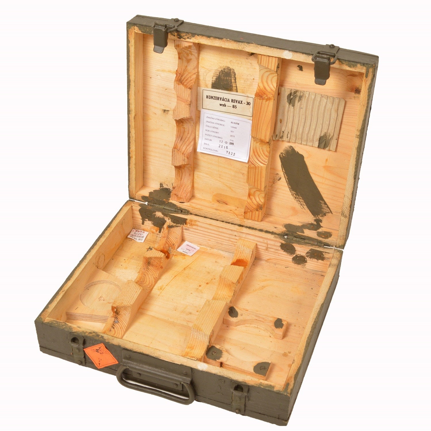 Caja de madera usada para munición 82-EO-M con tapa 39 x 32 x 11 cm