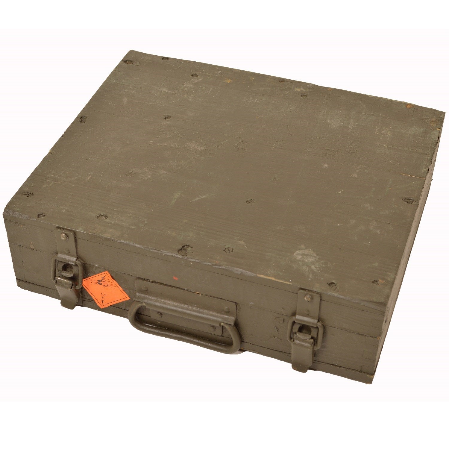 Caja de madera usada para munición 82-EO-M con tapa 39 x 32 x 11 cm