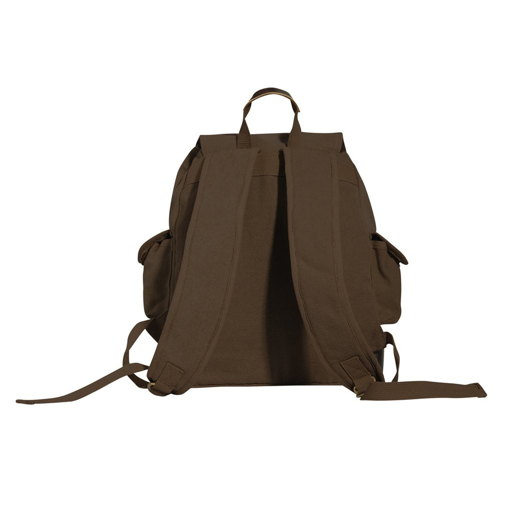 Mochila Expedition Vintage verde de lona con detalles en cuero y latón