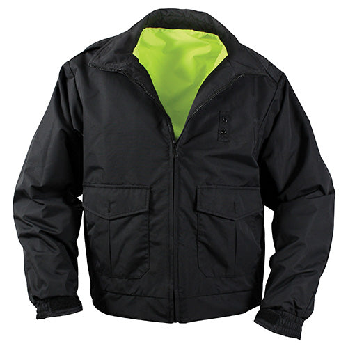 Chaqueta impermeable reversible amarilla/negra en 320d Taslon con franjas reflectantes anchas