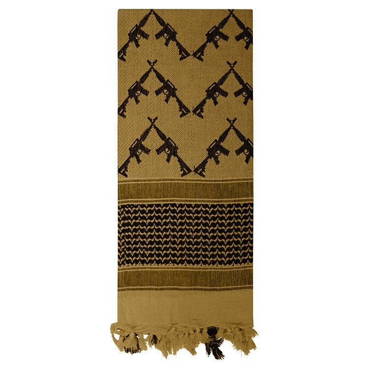 Pañuelo Shemagh CROSSED RIFLES color coyote 107 x 107 cm, algodón