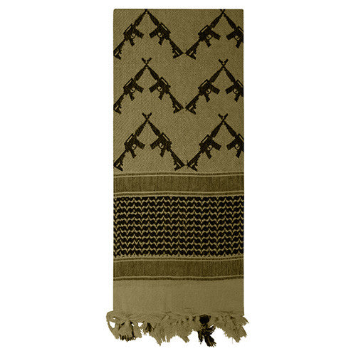Pañuelo Shemagh CROSSED RIFLES color coyote 107 x 107 cm, algodón