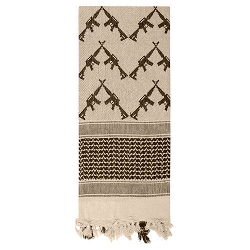 Pañuelo Shemagh CROSSED RIFLES color coyote 107 x 107 cm, algodón