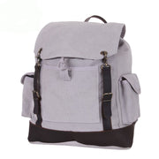 Mochila Expedition Vintage gris de lona con detalles de cuero y latón