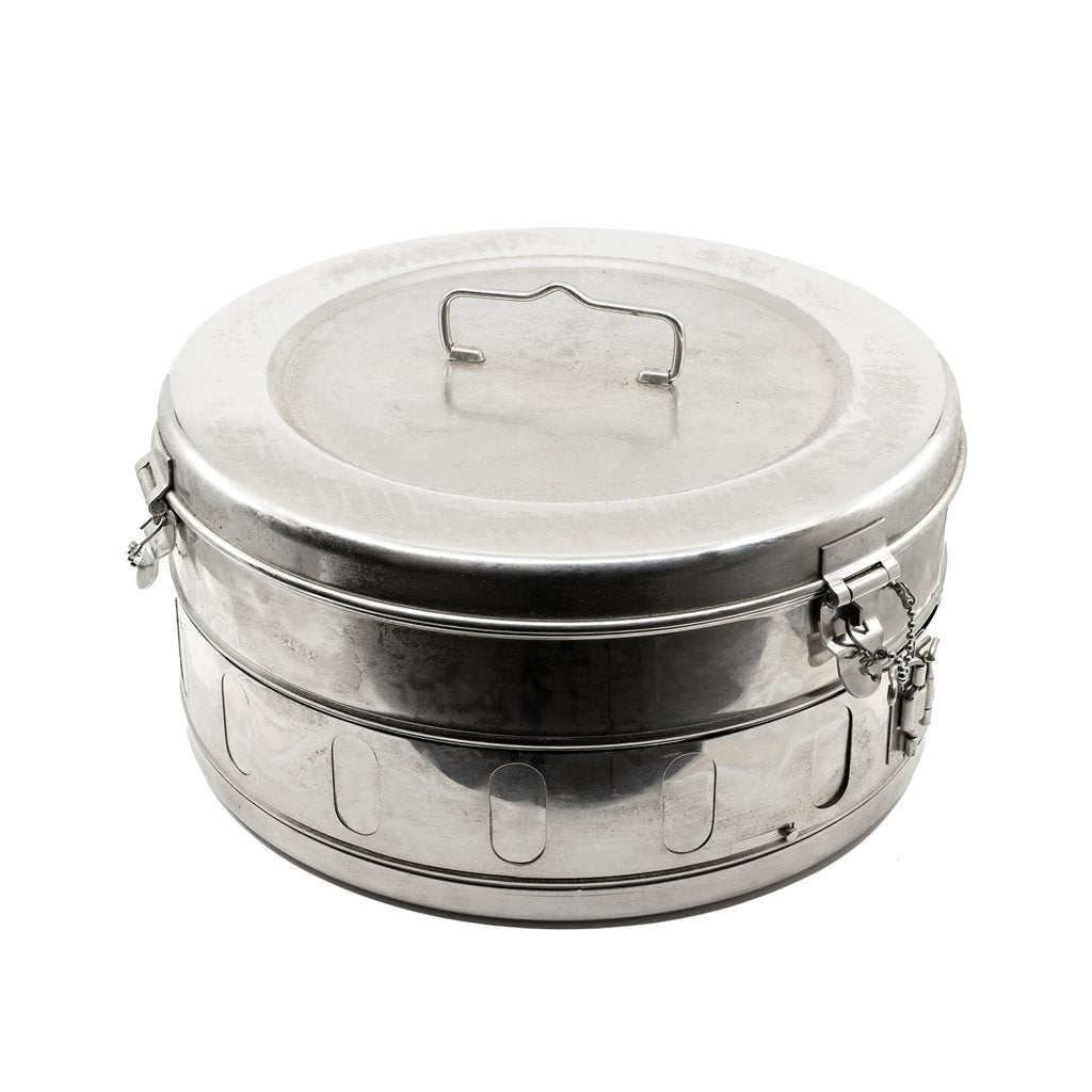 Tambor esterilizador de acero inoxidable 35 x 17 cm para instrumentos quirúrgicos