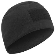 Gorro TACTICAL POLAR FLEECE negro, gorro de forro polar ligero con panel frontal para velcro (7,5 x 5 cm)