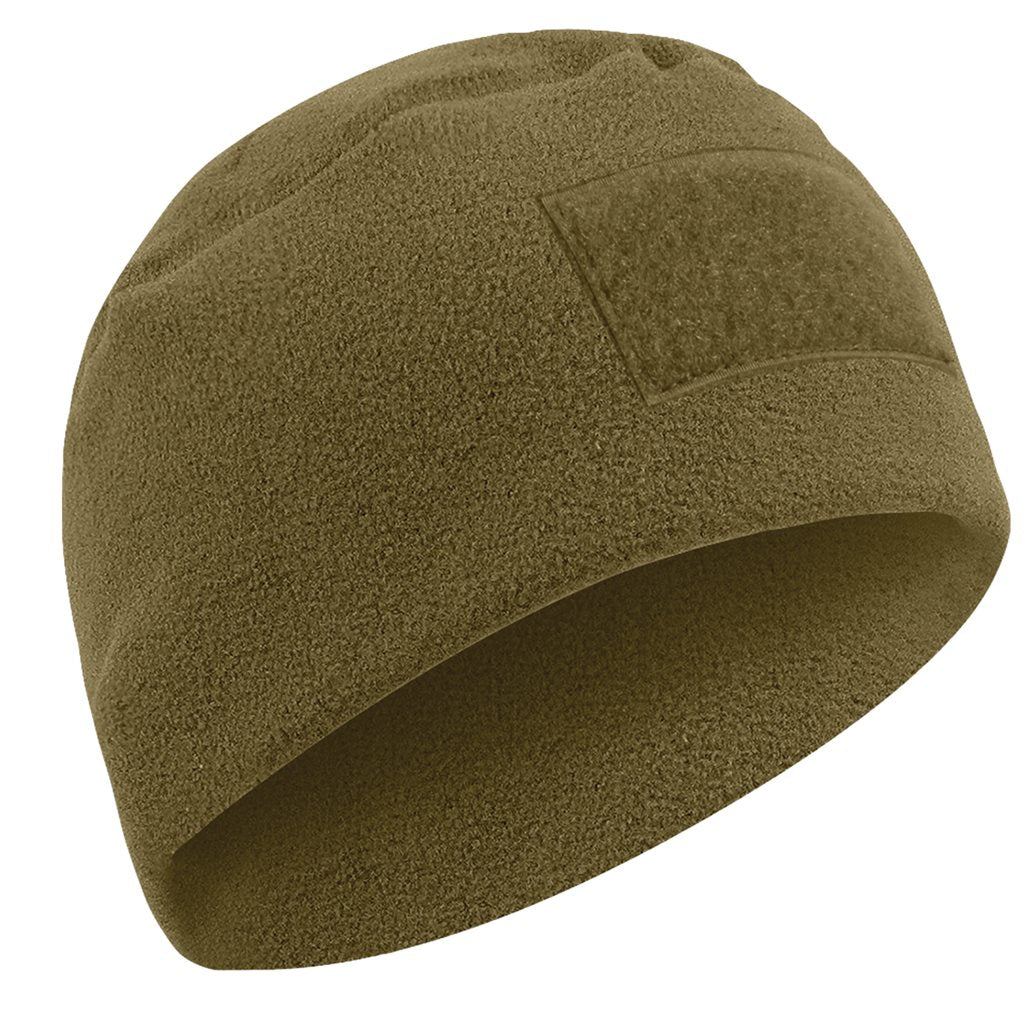 Gorro TACTICAL POLAR FLEECE negro, gorro de forro polar ligero con panel frontal para velcro (7,5 x 5 cm)