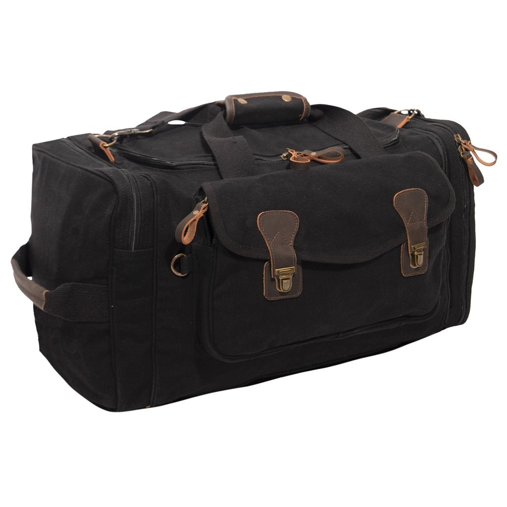 Bolsa de viaje EXTENDED STAY convertible en mochila, lona de algodón resistente con detalles de cuero y latón