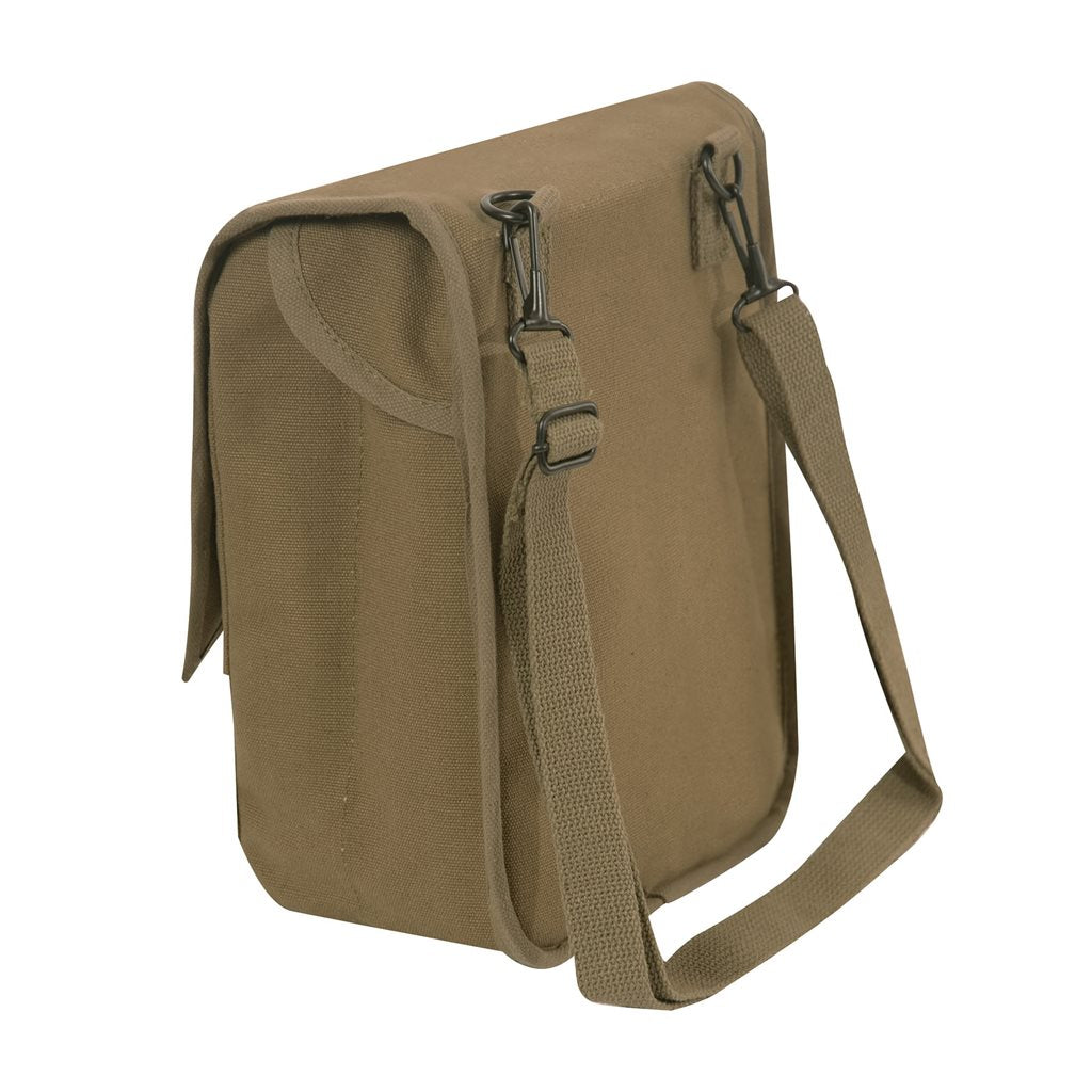 Bolso bandolera estilo army vintage en lona de algodón con parches, apto para iPad y tablets