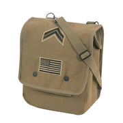 Bolso bandolera estilo army vintage en lona de algodón con parches, apto para iPad y tablets