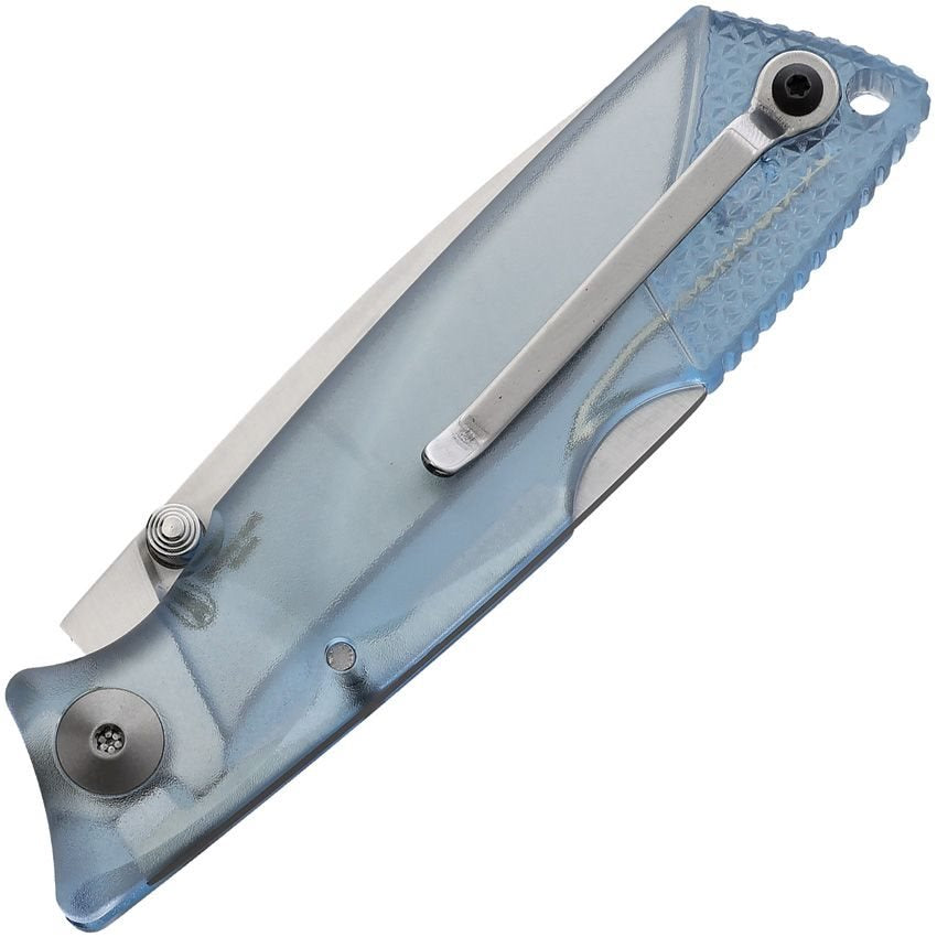 Navaja plegable WRAITH Ice azul con hoja lisa y clip de bolsillo