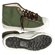Zapatillas militares verdes bajas tipo kecky con suela de goma y corte de lona, nuevas