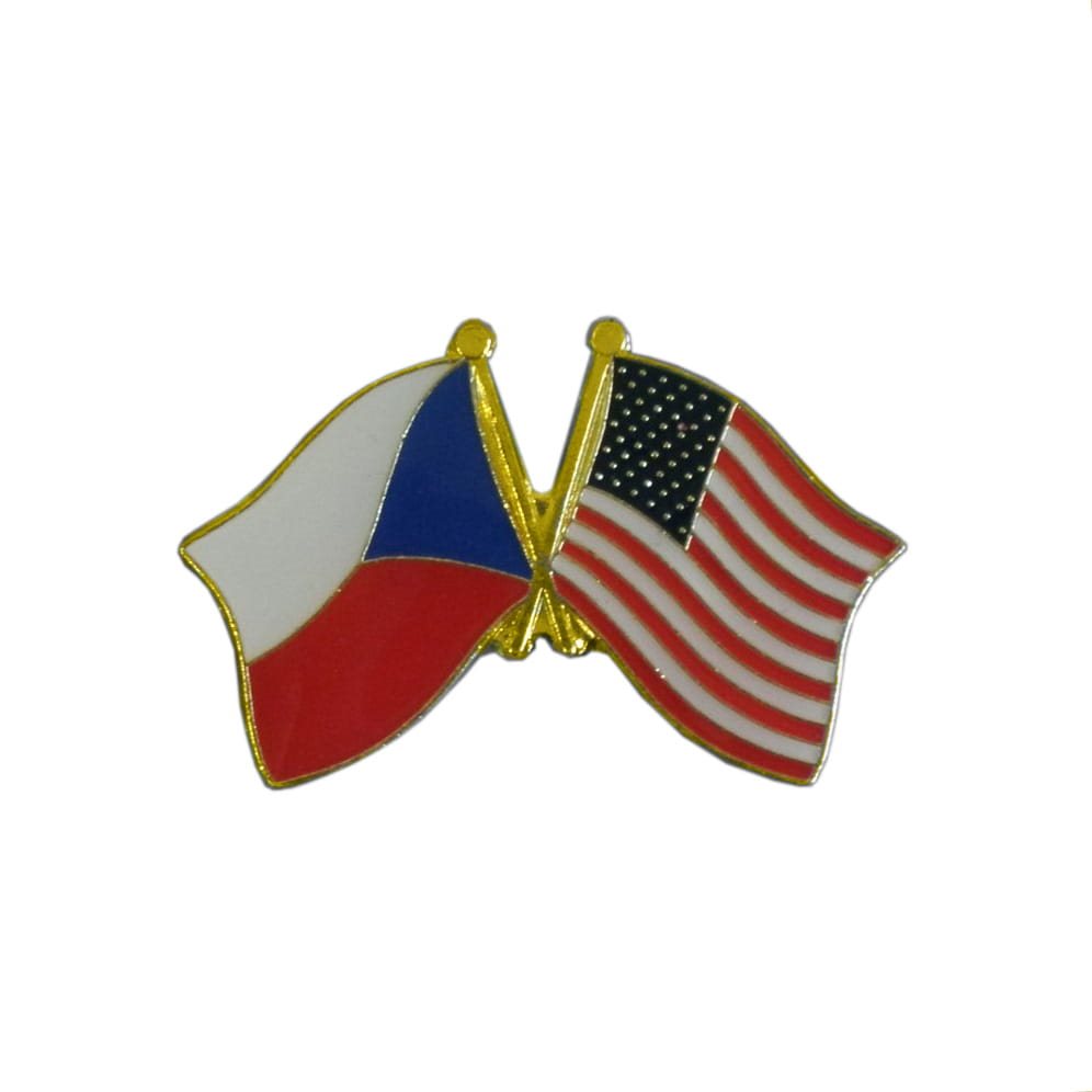 Insignia con las banderas de la República Checa y Estados Unidos - odznak bandera amistad