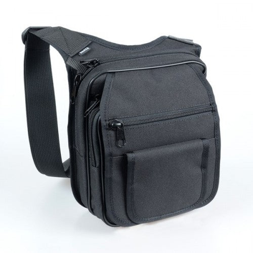 Funda vertical negra para pistola con múltiples bolsillos, tamaño aprox. 250 x 190 mm