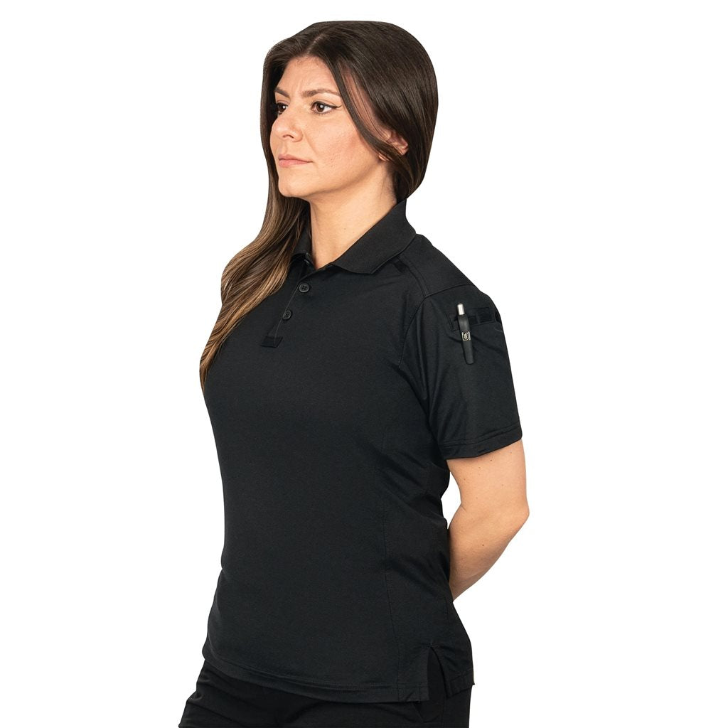 Polo táctico mujer TACTICAL PERFORMANCE manga corta negro 92% poliéster 8% elastano
