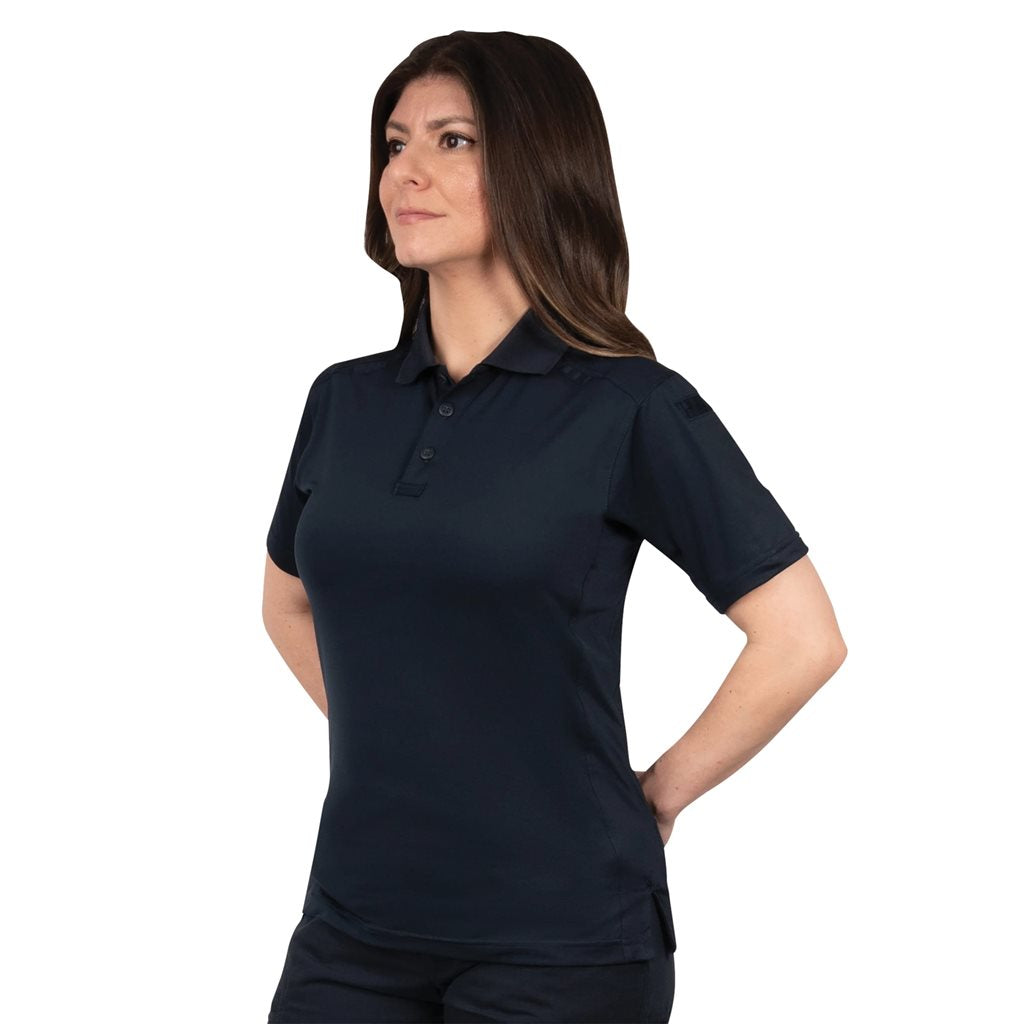 Polo táctico para mujer azul marino, manga corta, con cuello (ref. 88330)