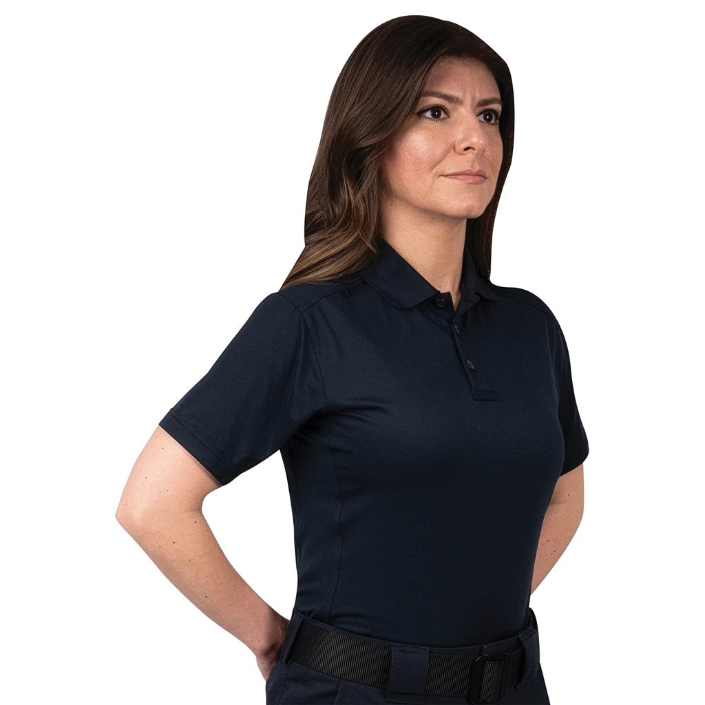 Polo táctico para mujer azul marino, manga corta, con cuello (ref. 88330)