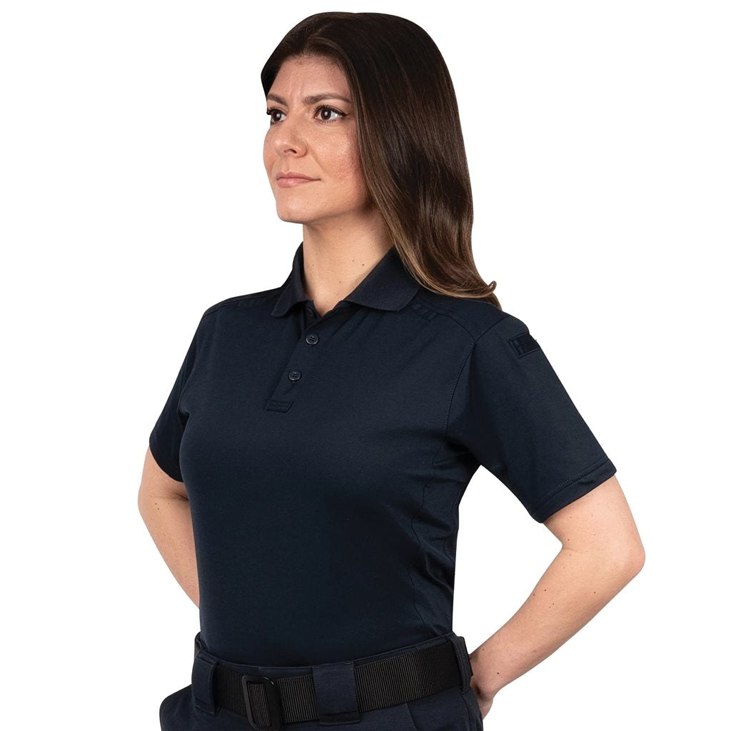 Polo táctico para mujer azul marino, manga corta, con cuello (ref. 88330)