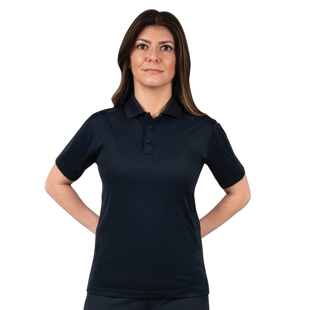 Polo táctico para mujer azul marino, manga corta, con cuello (ref. 88330)
