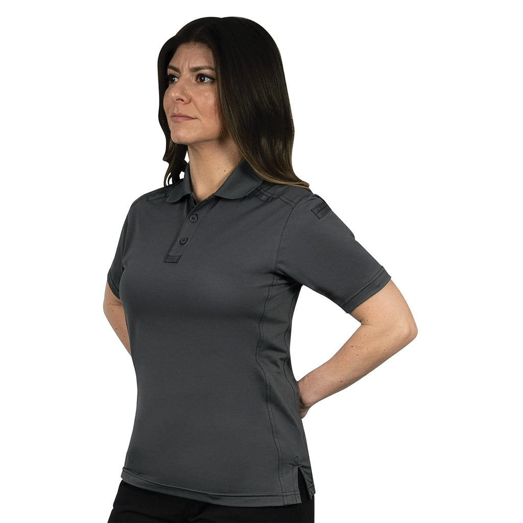 Polo femenino TACTICAL PERFORMANCE manga corta gris charcoal 92% poliéster 8% spandex