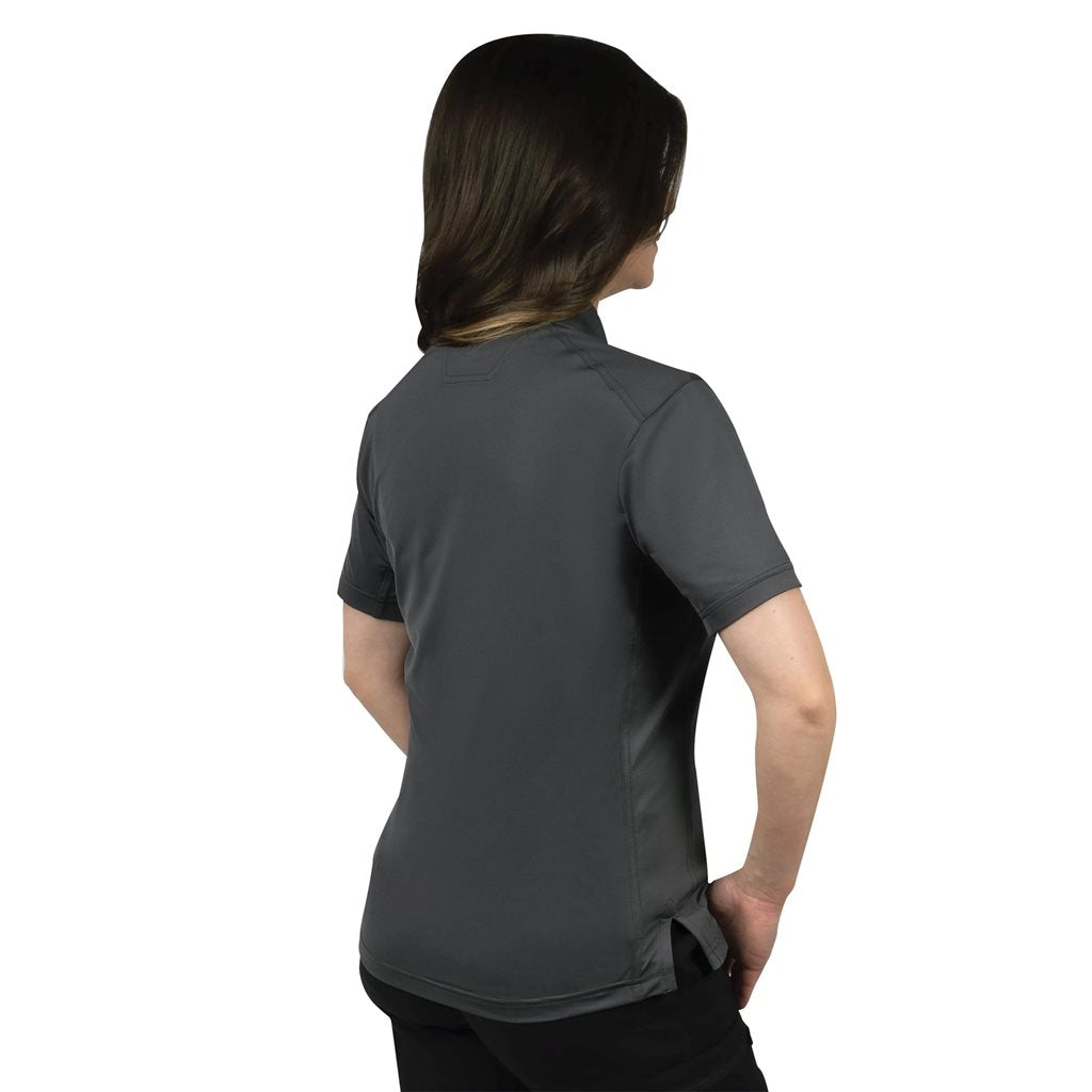 Polo femenino TACTICAL PERFORMANCE manga corta gris charcoal 92% poliéster 8% spandex