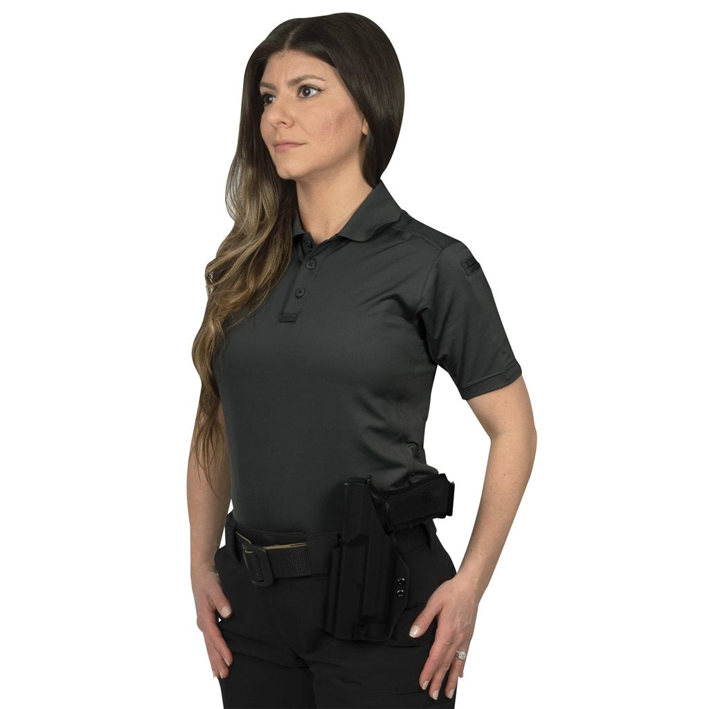 Polo femenino TACTICAL PERFORMANCE manga corta gris charcoal 92% poliéster 8% spandex
