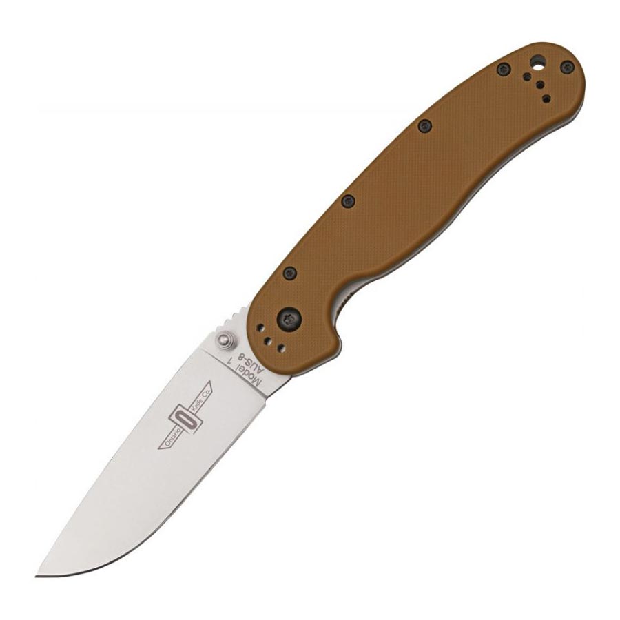 Cuchillo plegable ONTARIO RAT-1 con hoja satén y filo liso