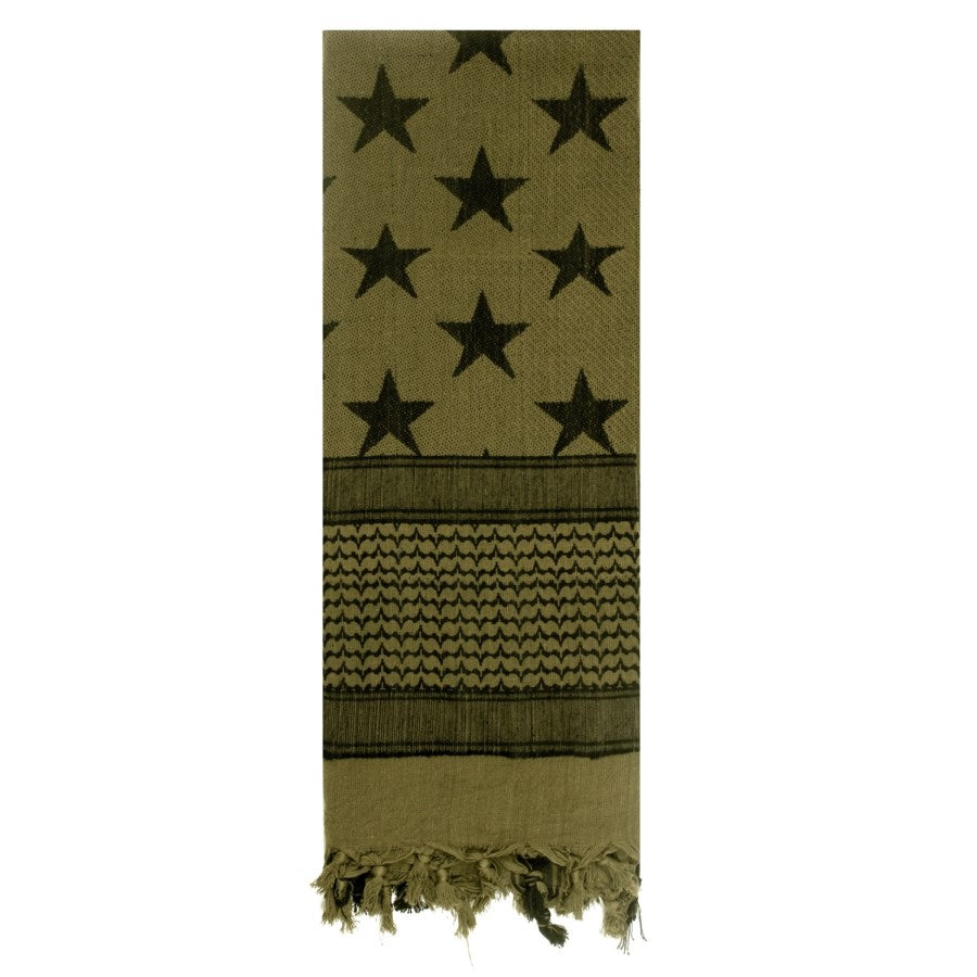 Pañuelo Shemagh verde con diseño de bandera USA (estrellas y franjas), algodón