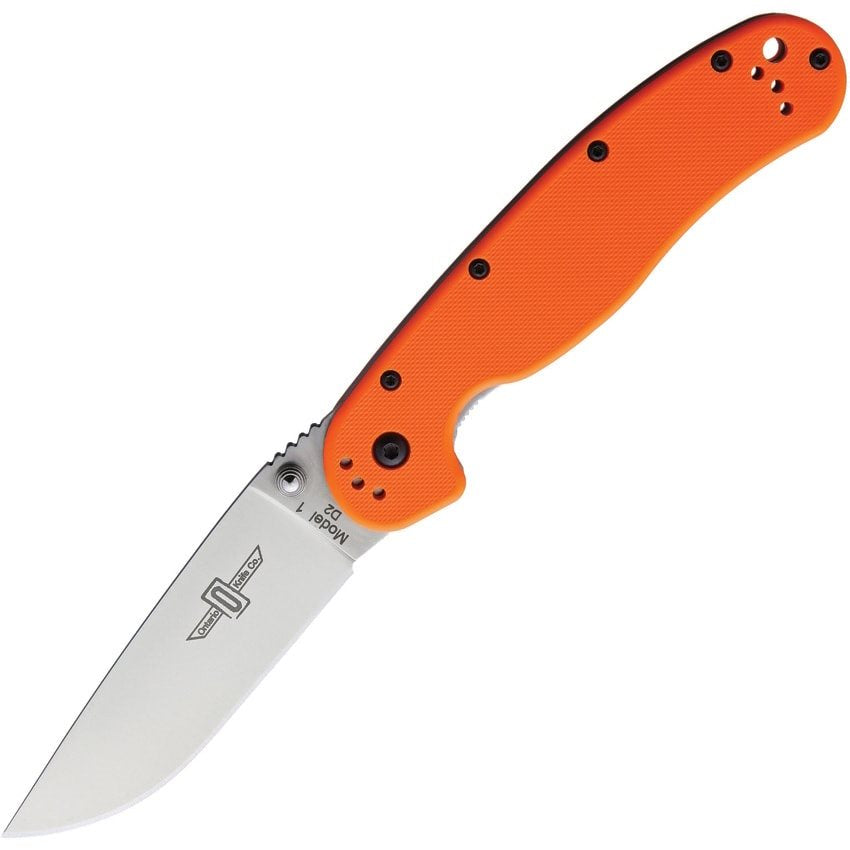 Cuchillo plegable RAT I con hoja D2 y mango naranja G10