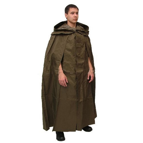 Capa impermeable militar verde AČR/ČSLA vz.85 usada con capucha desmontable