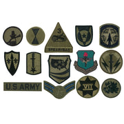 Pack 50 parches MILITARY color oliva, varios diseños