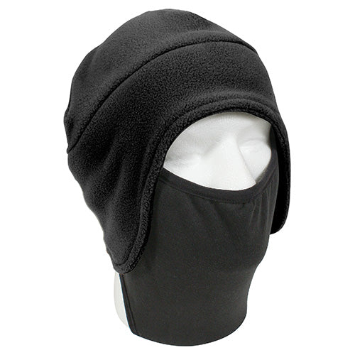 Gorro FLEECE negro con máscara integrada de poliéster, talla única