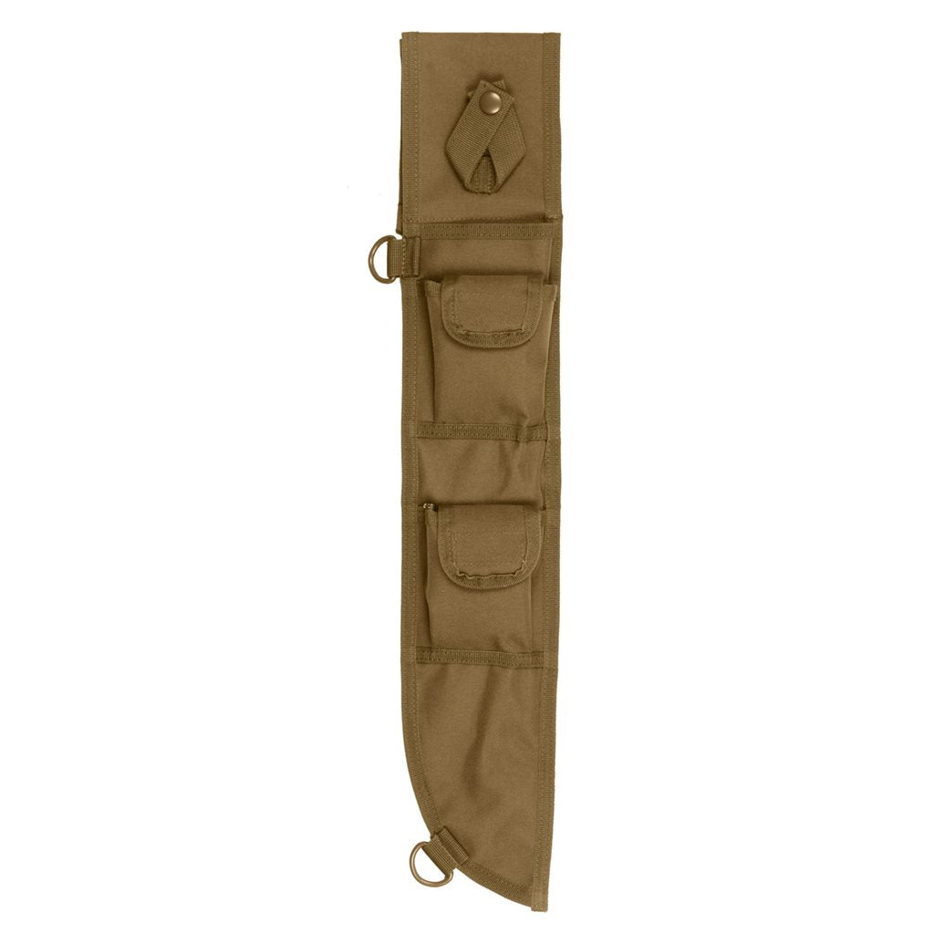 Funda para machete 45 cm negra con bolsillos, 4 enganches MOLLE y anillas en D, poliéster
