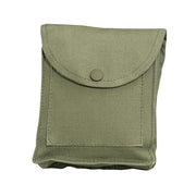 Funda utilitaria de lona verde con cierre a presión y presilla trasera para cinturón