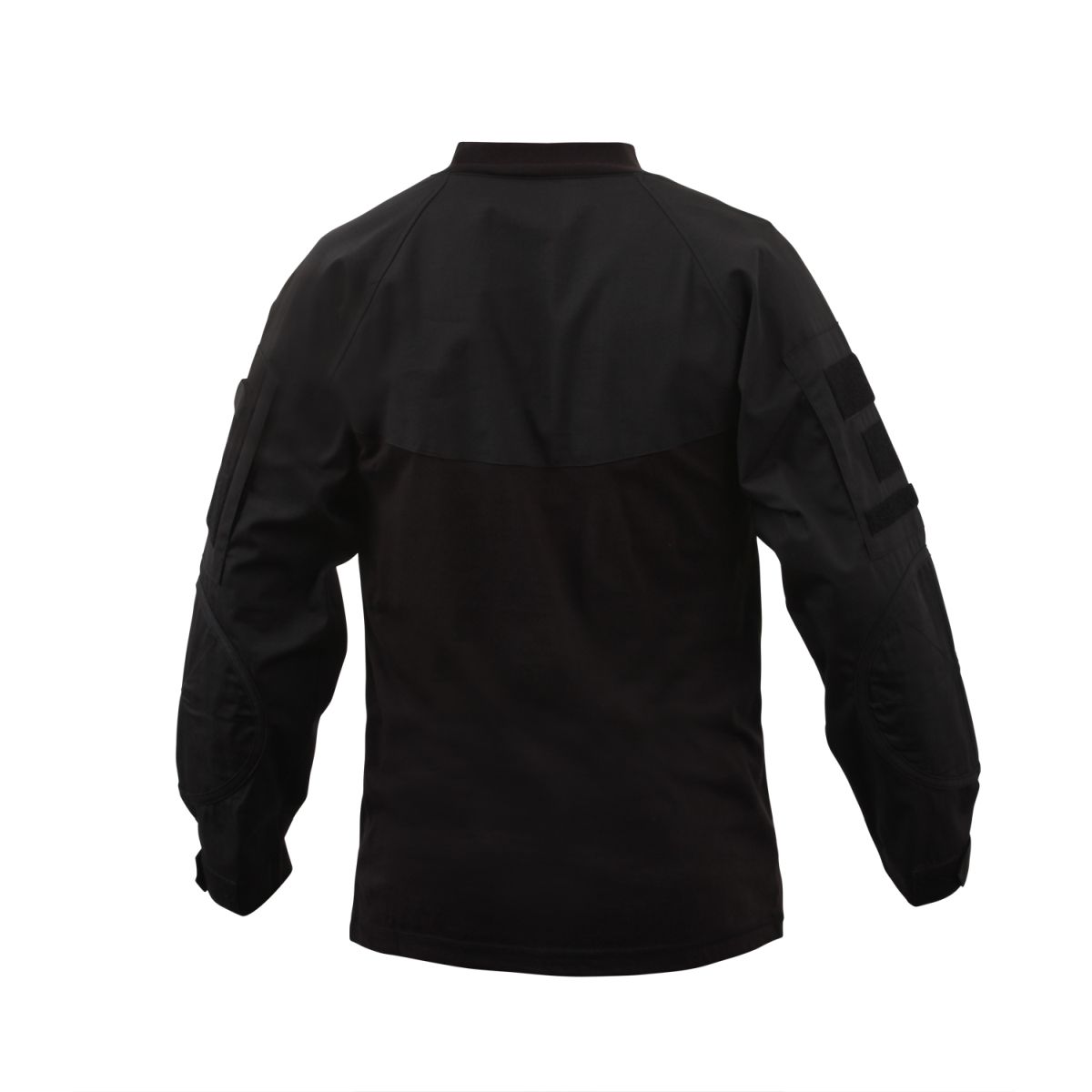 Camisa táctica COMBAT negra de manga larga con bolsillos en las mangas y velcro para identificación