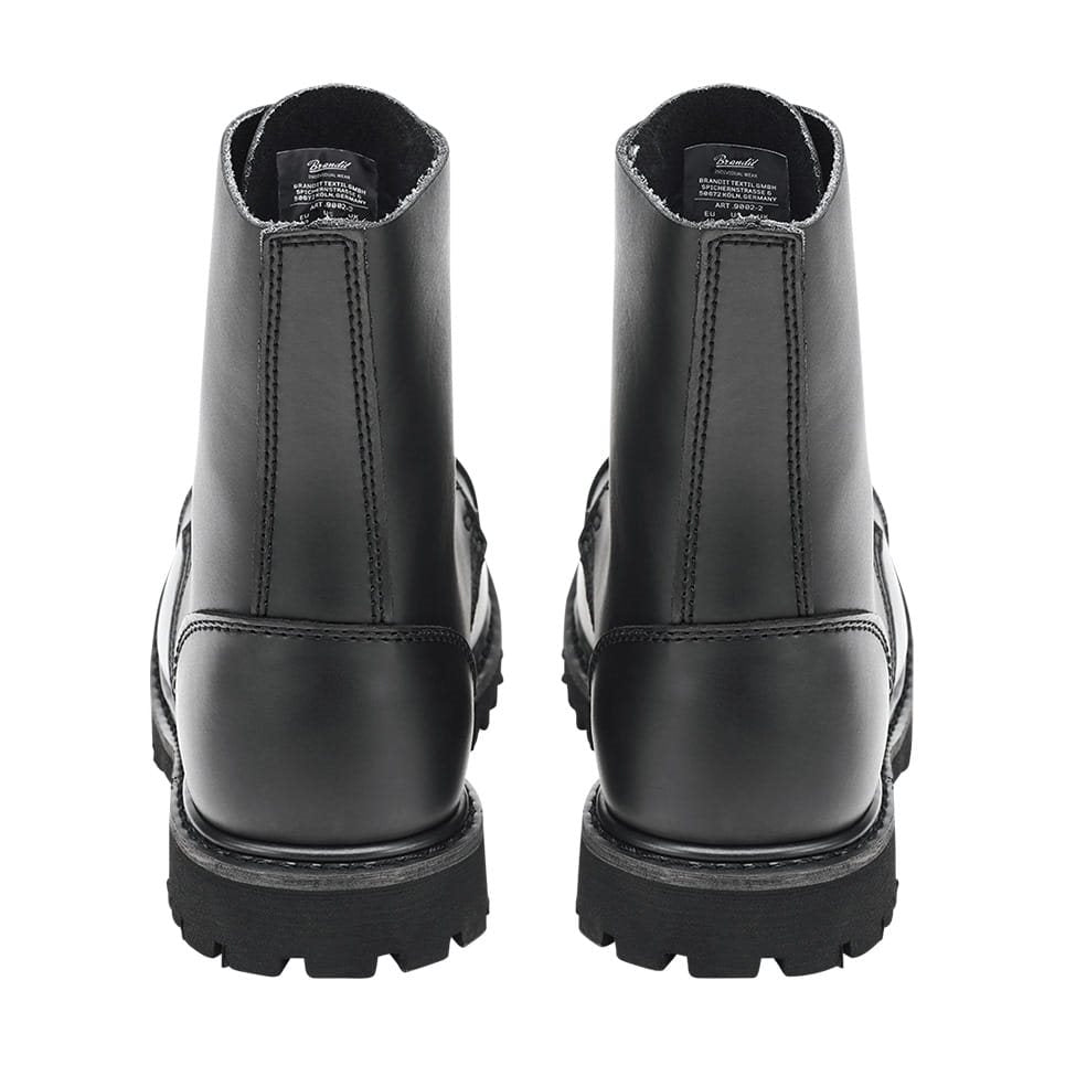 Botas PHANTOM negras, 10 ojales, cuero impermeable con puntera metálica