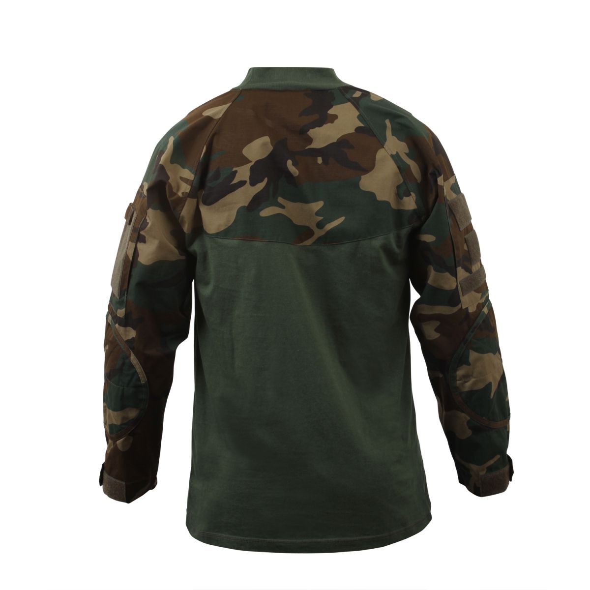 Camisa táctica COMBAT Woodland manga larga, tejido transpirable, bolsillos en las mangas y velcro para insignias